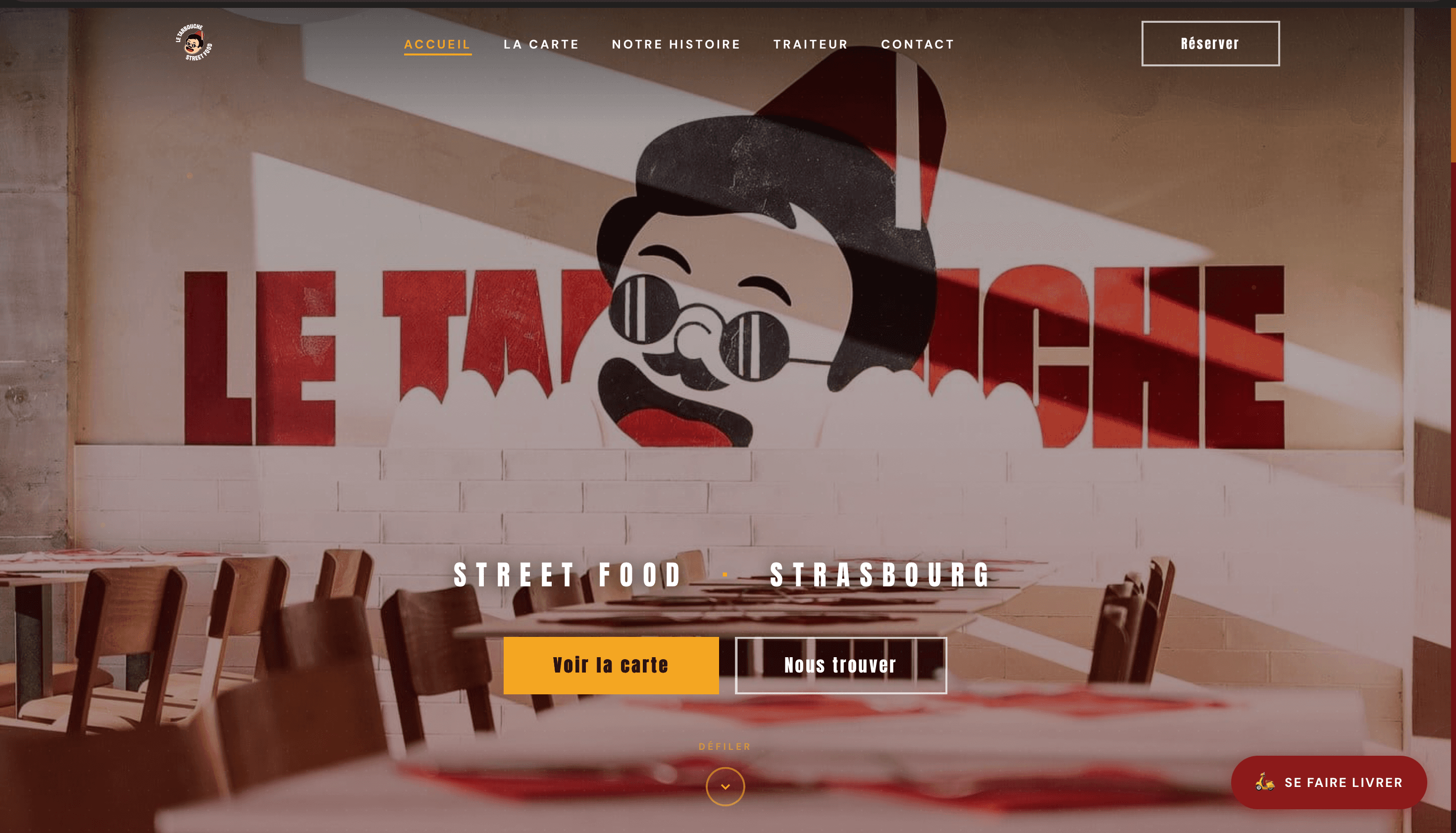 Site vitrine du restaurant libanais Le Tarbouche à Strasbourg, réalisé par RimmeWeb
